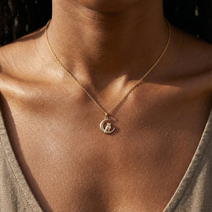 Owl and Crescent Pendant - Gold