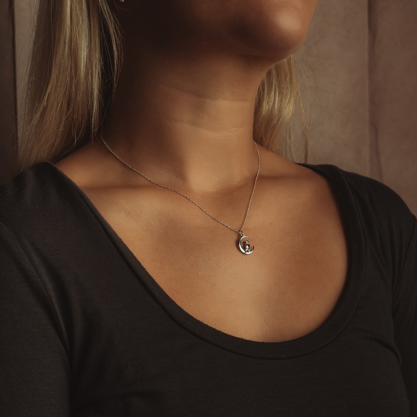 Owl and Crescent Pendant